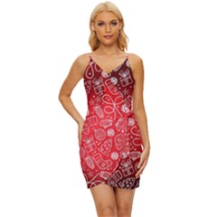 Christmas Pattern Red Wrap Tie Front Dress by Salman4z