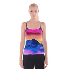 Sun Ultra Artistic 3d Illustration Sunset Spaghetti Strap Top by Salman4z