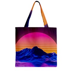 Sun Ultra Artistic 3d Illustration Sunset Zipper Grocery Tote Bag by Salman4z