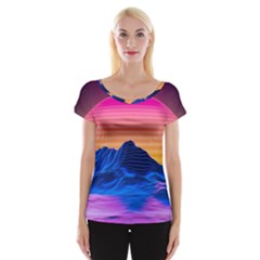 Sun Ultra Artistic 3d Illustration Sunset Cap Sleeve Top by Salman4z