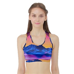 Sun Ultra Artistic 3d Illustration Sunset Sports Bra With Border by Salman4z