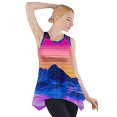 Sun Ultra Artistic 3d Illustration Sunset Side Drop Tank Tunic by Salman4z