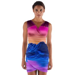 Sun Ultra Artistic 3d Illustration Sunset Wrap Front Bodycon Dress by Salman4z