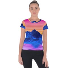 Sun Ultra Artistic 3d Illustration Sunset Short Sleeve Sports Top  by Salman4z