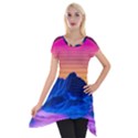 Sun Ultra Artistic 3d Illustration Sunset Short Sleeve Side Drop Tunic View1