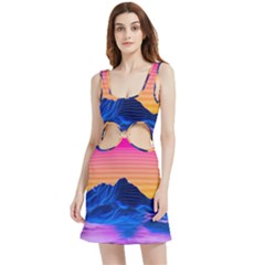 Sun Ultra Artistic 3d Illustration Sunset Velour Cutout Dress by Salman4z