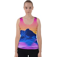 Sun Ultra Artistic 3d Illustration Sunset Velvet Tank Top by Salman4z