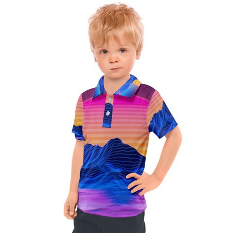 Sun Ultra Artistic 3d Illustration Sunset Kids  Polo Tee by Salman4z