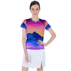 Sun Ultra Artistic 3d Illustration Sunset Women s Sports Top by Salman4z