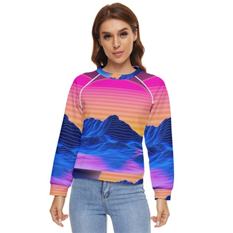 Sun Ultra Artistic 3d Illustration Sunset Women s Long Sleeve Raglan Tee by Salman4z