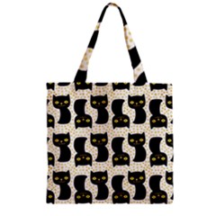 Black Cats And Dots Koteto Cat Pattern Kitty Zipper Grocery Tote Bag by Salman4z