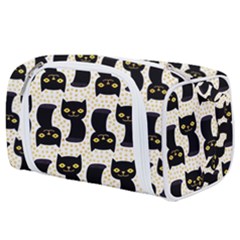 Black Cats And Dots Koteto Cat Pattern Kitty Toiletries Pouch by Salman4z