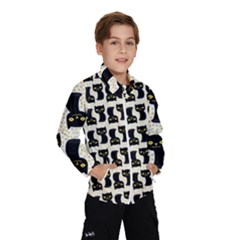 Black Cats And Dots Koteto Cat Pattern Kitty Kids  Windbreaker by Salman4z