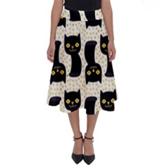 Black Cats And Dots Koteto Cat Pattern Kitty Perfect Length Midi Skirt by Salman4z