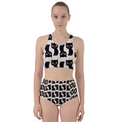 Black Cats And Dots Koteto Cat Pattern Kitty Racer Back Bikini Set by Salman4z