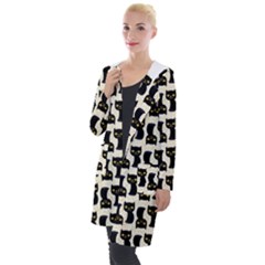 Black Cats And Dots Koteto Cat Pattern Kitty Hooded Pocket Cardigan by Salman4z