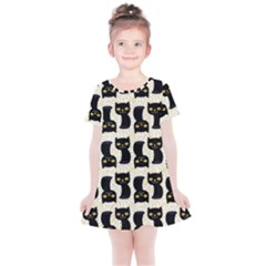 Black Cats And Dots Koteto Cat Pattern Kitty Kids  Simple Cotton Dress by Salman4z