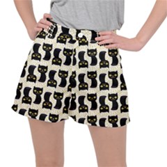 Black Cats And Dots Koteto Cat Pattern Kitty Women s Ripstop Shorts by Salman4z