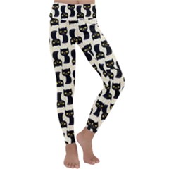 Black Cats And Dots Koteto Cat Pattern Kitty Kids  Lightweight Velour Classic Yoga Leggings by Salman4z