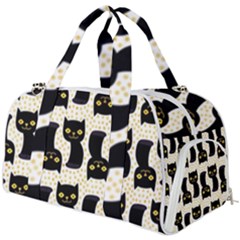 Black Cats And Dots Koteto Cat Pattern Kitty Burner Gym Duffel Bag by Salman4z