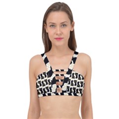 Black Cats And Dots Koteto Cat Pattern Kitty Cage Up Bikini Top by Salman4z