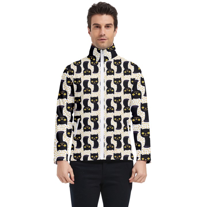 Black Cats And Dots Koteto Cat Pattern Kitty Men s Bomber Jacket