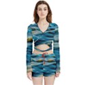 Waves Abstract Velvet Wrap Crop Top and Shorts Set View1