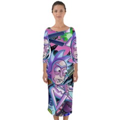 Rick And Morty Time Travel Ultra Quarter Sleeve Midi Bodycon Dress by Salman4z