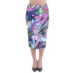 Rick And Morty Time Travel Ultra Velvet Midi Pencil Skirt by Salman4z