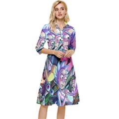 Rick And Morty Time Travel Ultra Classy Knee Length Dress by Salman4z