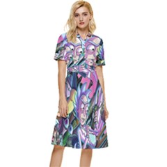 Rick And Morty Time Travel Ultra Button Top Knee Length Dress by Salman4z