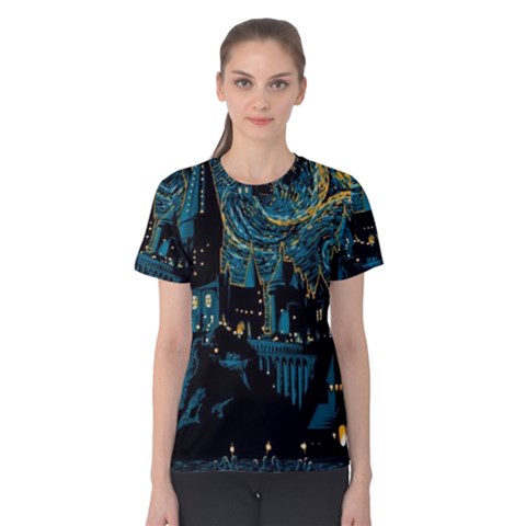 Hogwarts Castle Van Gogh Women s Cotton Tee by Salman4z