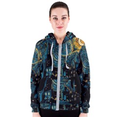 Hogwarts Castle Van Gogh Women s Zipper Hoodie by Salman4z