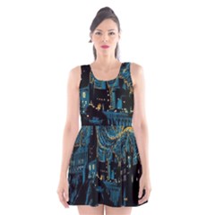 Hogwarts Castle Van Gogh Scoop Neck Skater Dress by Salman4z