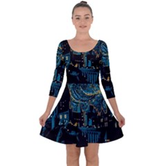 Hogwarts Castle Van Gogh Quarter Sleeve Skater Dress by Salman4z