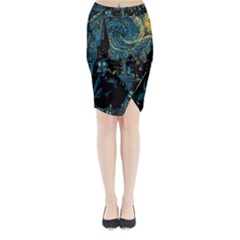 Hogwarts Castle Van Gogh Midi Wrap Pencil Skirt by Salman4z