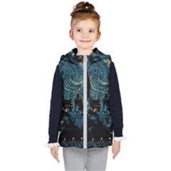 Hogwarts Castle Van Gogh Kids  Hooded Puffer Vest by Salman4z