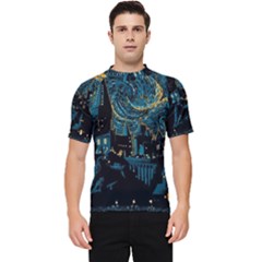 Hogwarts Castle Van Gogh Men s Short Sleeve Rash Guard by Salman4z