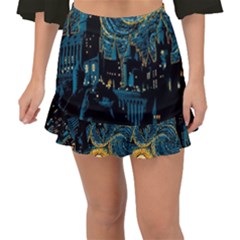 Hogwarts Castle Van Gogh Fishtail Mini Chiffon Skirt by Salman4z