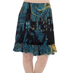 Hogwarts Castle Van Gogh Fishtail Chiffon Skirt by Salman4z