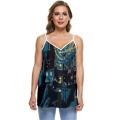 Hogwarts Castle Van Gogh Casual Spaghetti Strap Chiffon Top by Salman4z