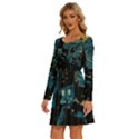 Hogwarts Castle Van Gogh Long Sleeve Wide Neck Velvet Dress View2