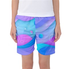 Colorful Blue Purple Wave Women s Basketball Shorts by Salman4z