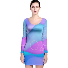 Colorful Blue Purple Wave Long Sleeve Velvet Bodycon Dress