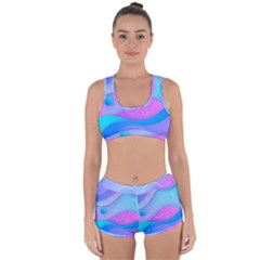 Colorful Blue Purple Wave Racerback Boyleg Bikini Set by Salman4z