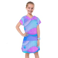 Colorful Blue Purple Wave Kids  Drop Waist Dress by Salman4z