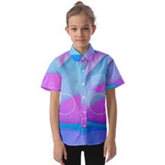 Colorful Blue Purple Wave Kids  Short Sleeve Shirt by Salman4z