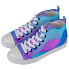 Colorful Blue Purple Wave Women s Mid-top Canvas Sneakers by Salman4z