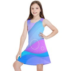 Colorful Blue Purple Wave Kids  Lightweight Sleeveless Dress by Salman4z