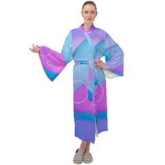 Colorful Blue Purple Wave Maxi Velvet Kimono by Salman4z